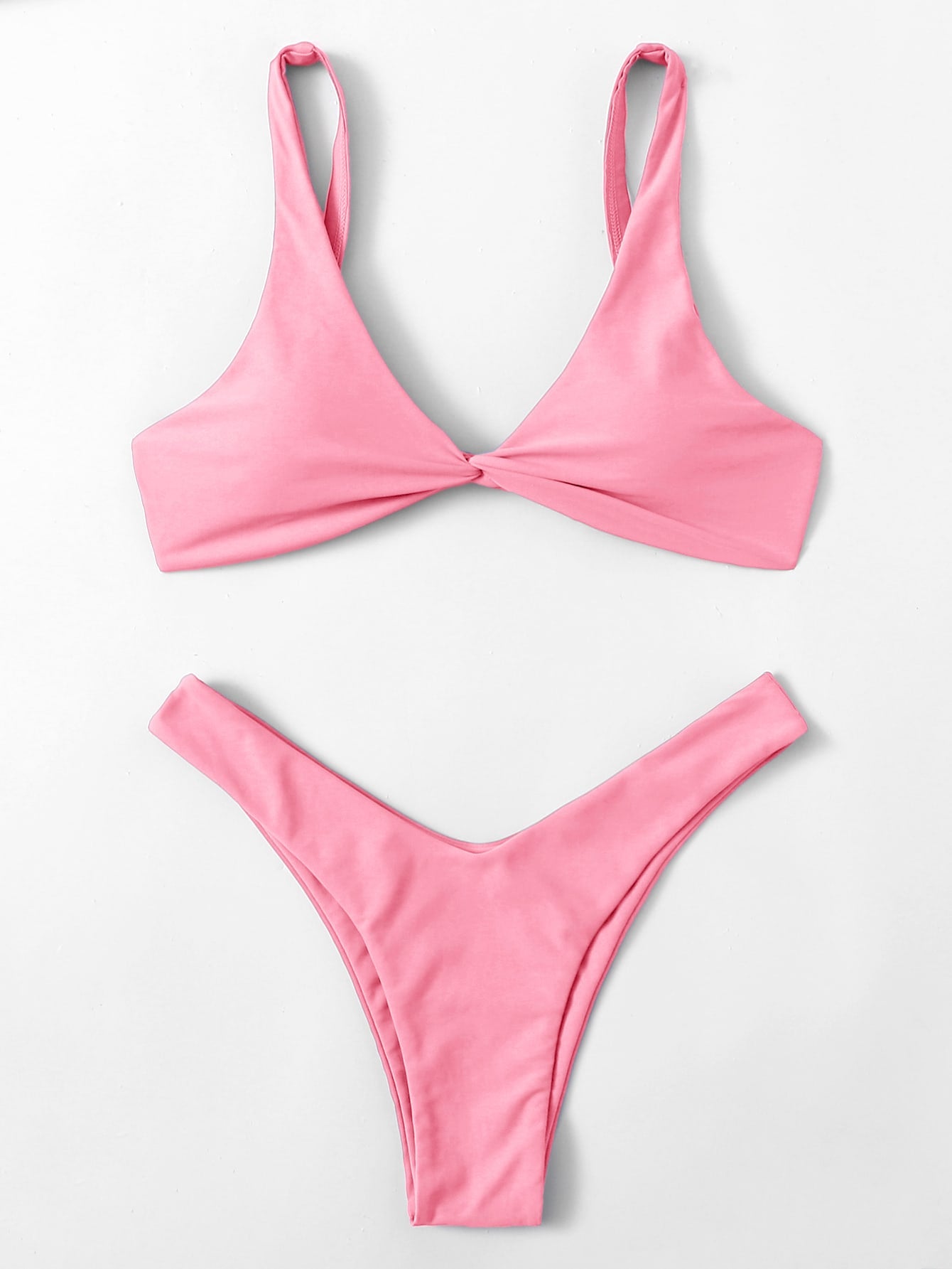 Swim Summer Beach Twist Front High Cut Bikini Set