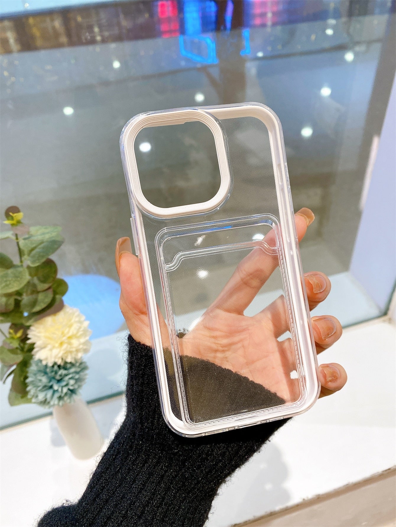 Compatible With IPhone, 2-In-1 Card Slot TPU Phone Case - Soft Shell, Can Hold Cards & Coins, Anti-Fall, Sweat-Proof, Fingerprint-Proof, Wear-Resistant, No Fading