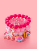 3pcs/set Girls Unicorn Charm Beaded Bracelet