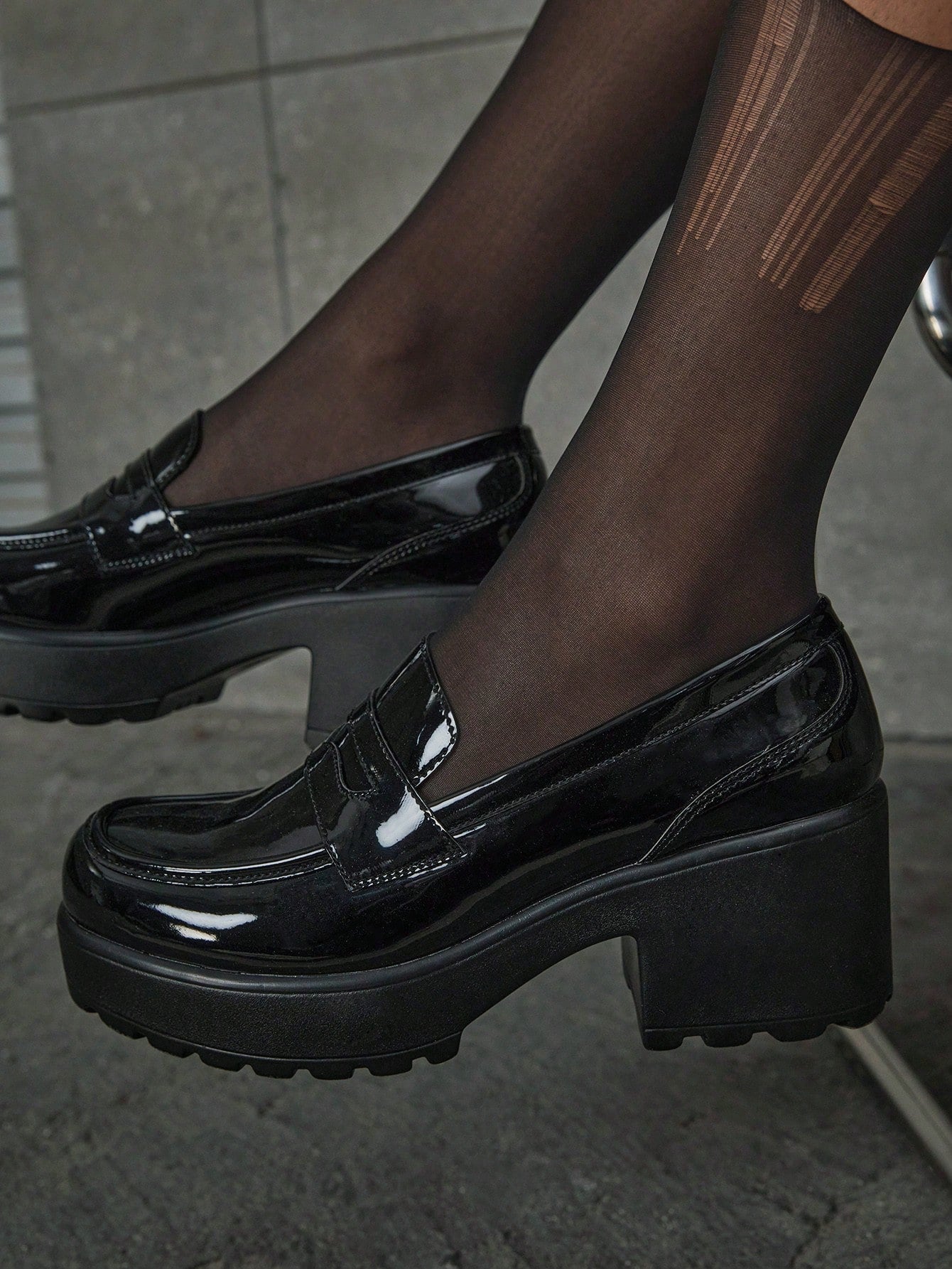 Stitch Detail Platform Loafer Shoes For Summer Vacation Shoes Summer Sale