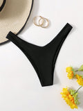 Swim Summer Beach Solid High Cut Bikini Panty
