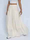 Solid Ruffle Hem Maxi Skirt