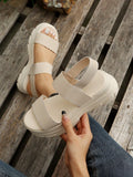 Women Double Strap Slingback Sports Sandals, Sporty Beige Elastic Sport Sandals