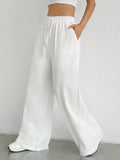 Drawstring Waist Wide Leg Pants