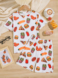 Tween Boy Food Print Tee & Shorts PJ Set