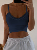 Lace Trim Crop Cami Top