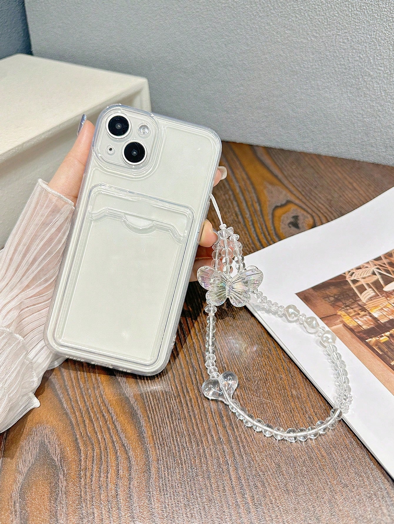 Transparent Solid Color Material Card Holder Phone Case Compatible With Iphone15/78p/Xr/Ges2max, Compatible With Apple Iphone P15/Promax/Anti-Fall P14/Thickened P13/Full Cover P12/P11, Samsung Case, Thickened Anti-Fall Tpu Soft Shell Phone Case