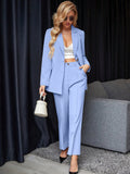 Solid Single Breasted Blazer & Pants