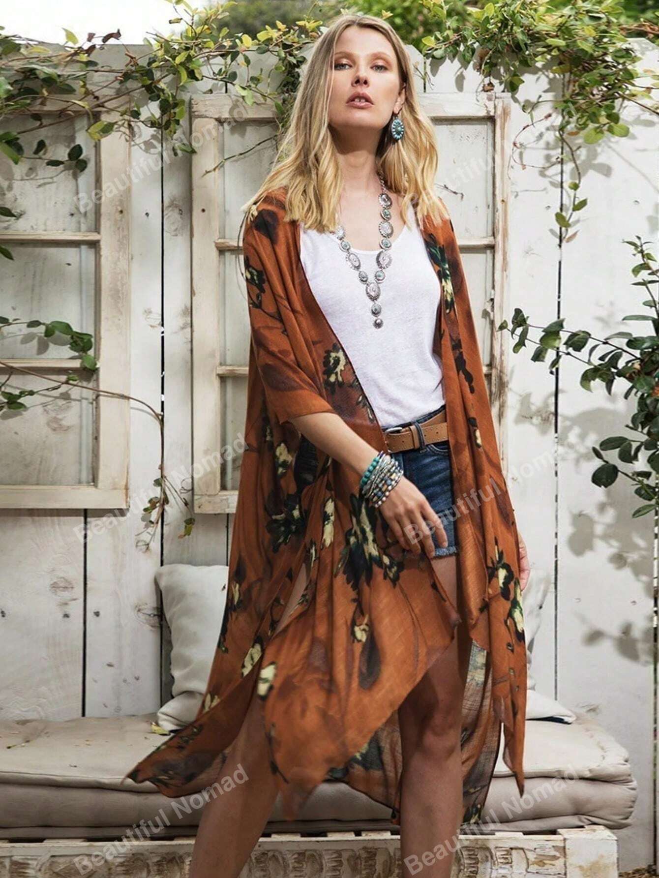 Floral Print Kimono
