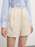 BIZwear Fold Pleated Solid Shorts Workwear