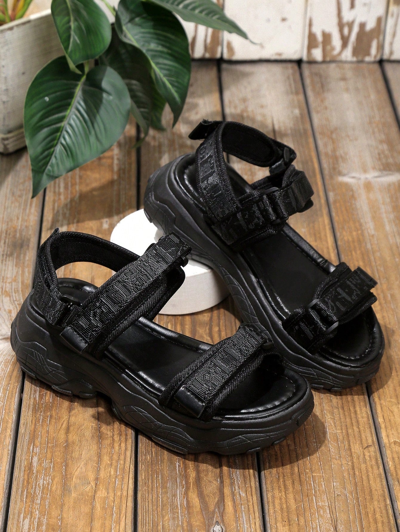 Women Minimalist Hook-and-loop Fastener Sport Sandals, Fabric Sporty Sandals
