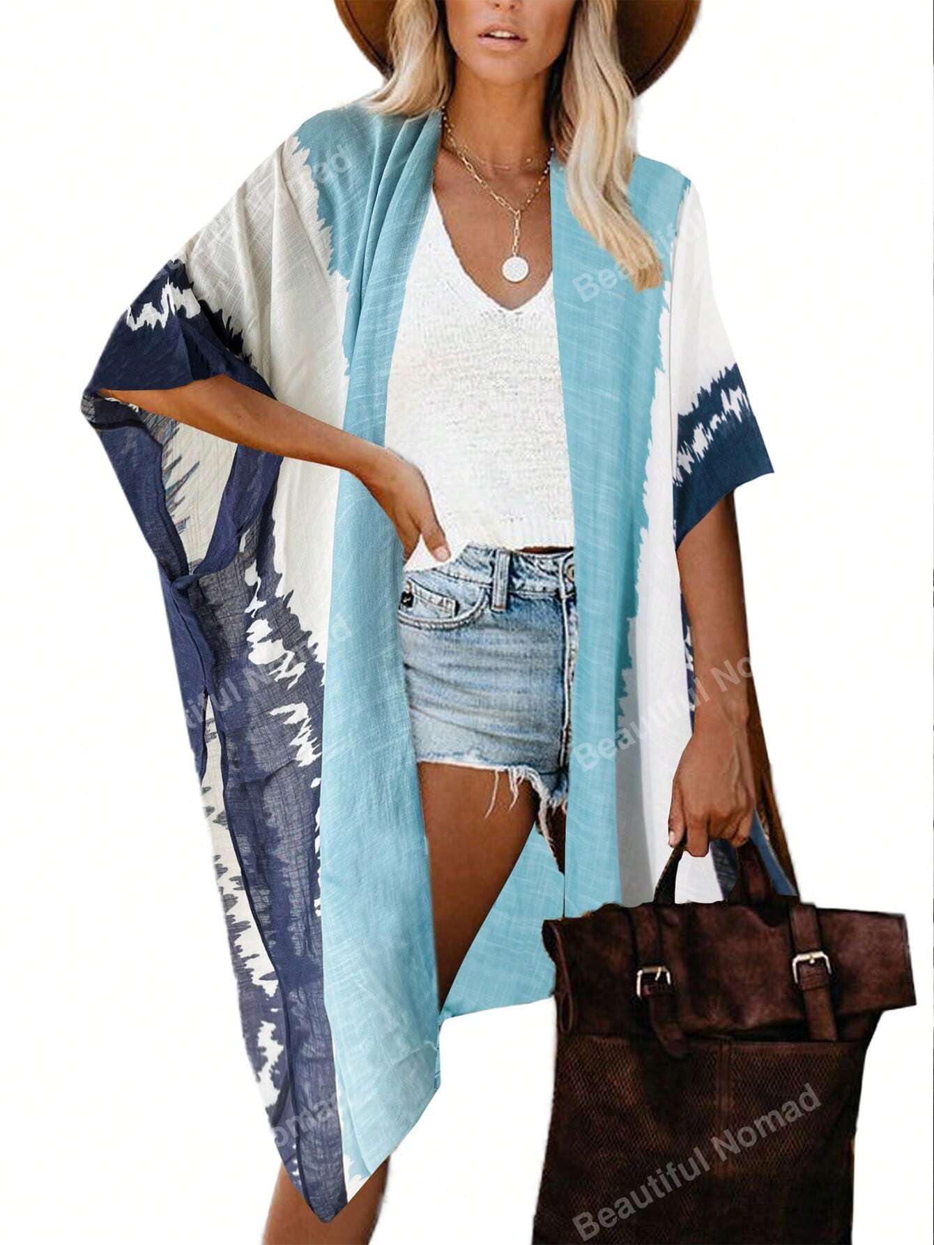 Tie Dye Batwing Sleeve Kimono