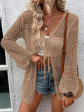 Hollow Out Tie Front Kimono