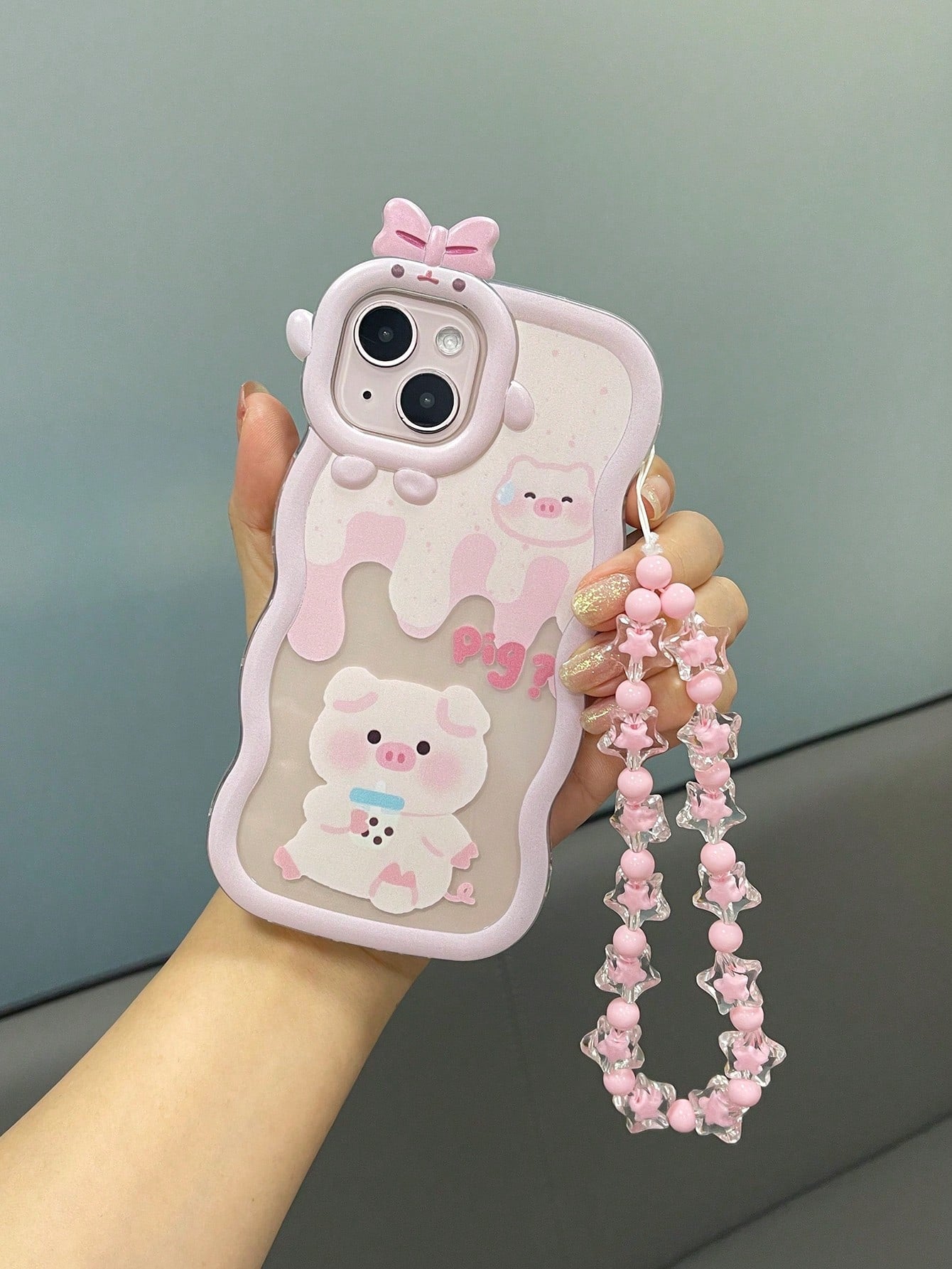 Pig Print Phone Case With Lanyard