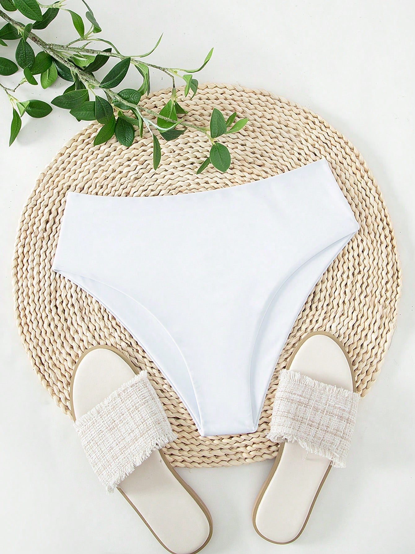 Swim Summer Beach Solid High Waisted Bikini Panty