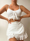 Swim Summer Beach Schiffy Knot Front Ruffle Hem Bikini