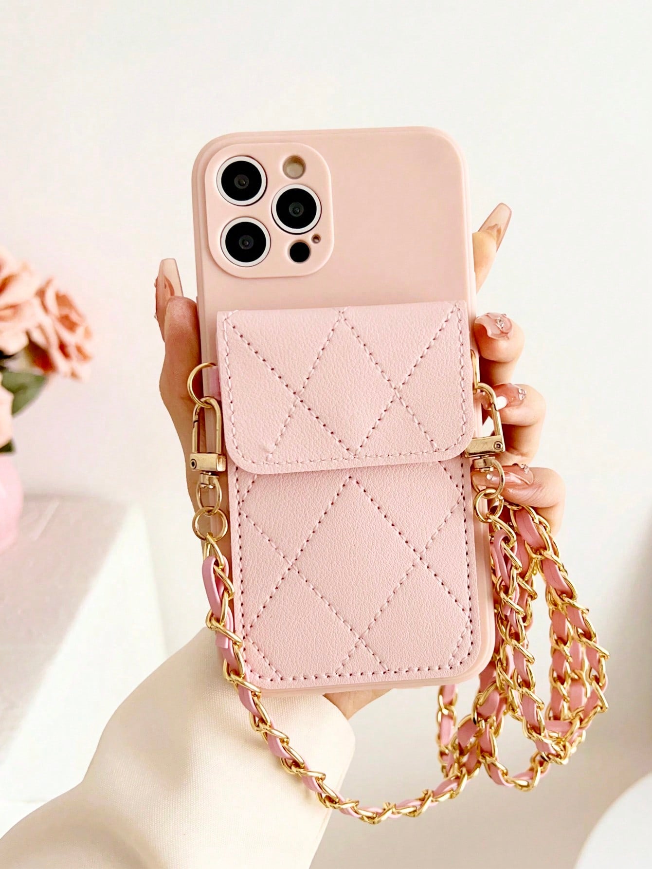 With Phone Charm Beige Phone Case Crossbody Wallet Compatible With Iphone Models 7/8/X/XS/XR/XSMax/11/12/12Pro/12ProMax/13/13Pro/13ProMax/14/14Pro/14ProMax/15/15Pro/15ProMax