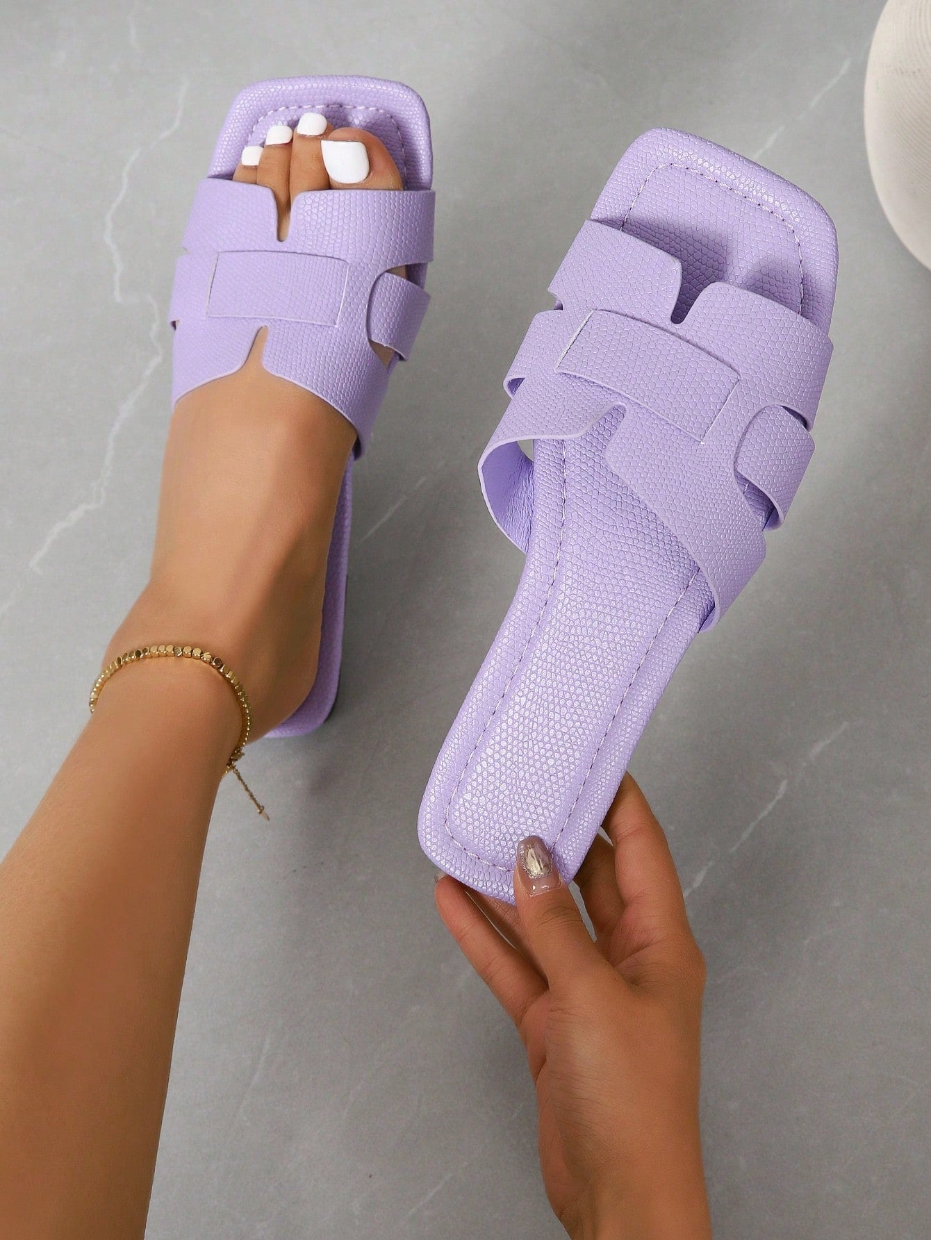 Women Snakeskin Embossed Slide Sandals, Fashion Sandals