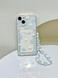 With Phone Charm Floral Print Clear Phone Case With Lanyard Kawaii