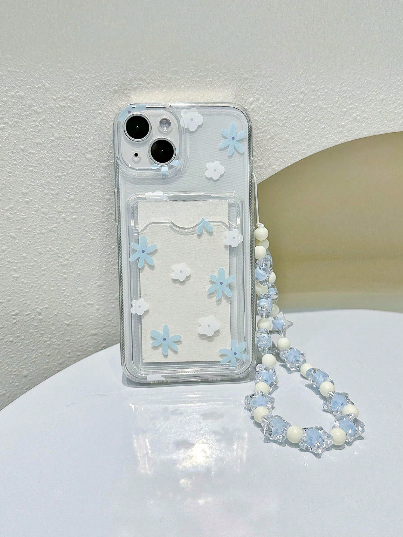 With Phone Charm Floral Print Clear Phone Case With Lanyard Kawaii