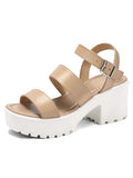 Women Platform Sandals Ankle Strap Open Toe Lug Sole 3 Inch Chunky Block Heel Sandals