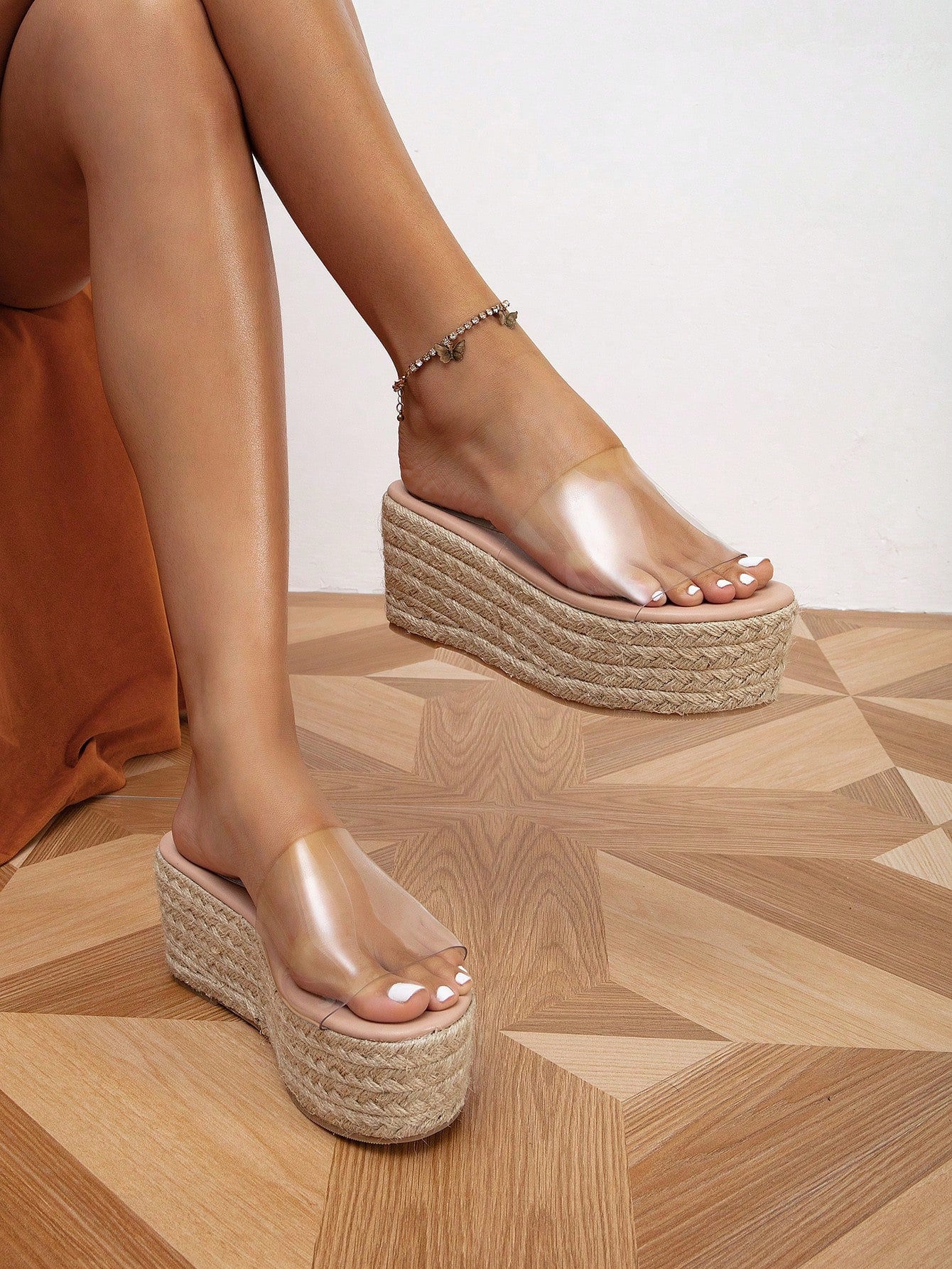 Women Clear Espadrille Wedge Sandals, Vacation For Summer PVC Wedge Sandals