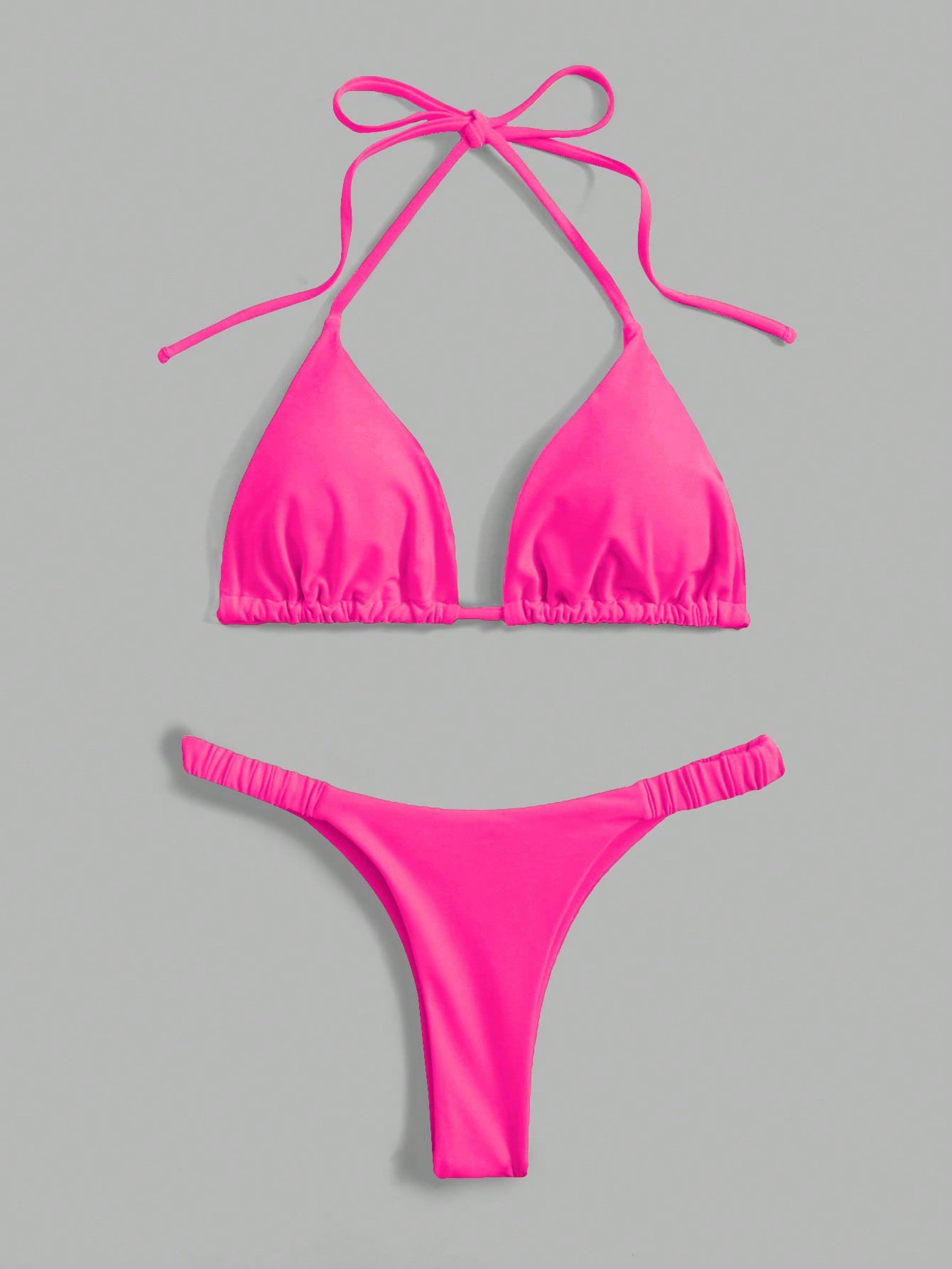 Swim Summer Beach Solid Triangle Halter Bikini Set