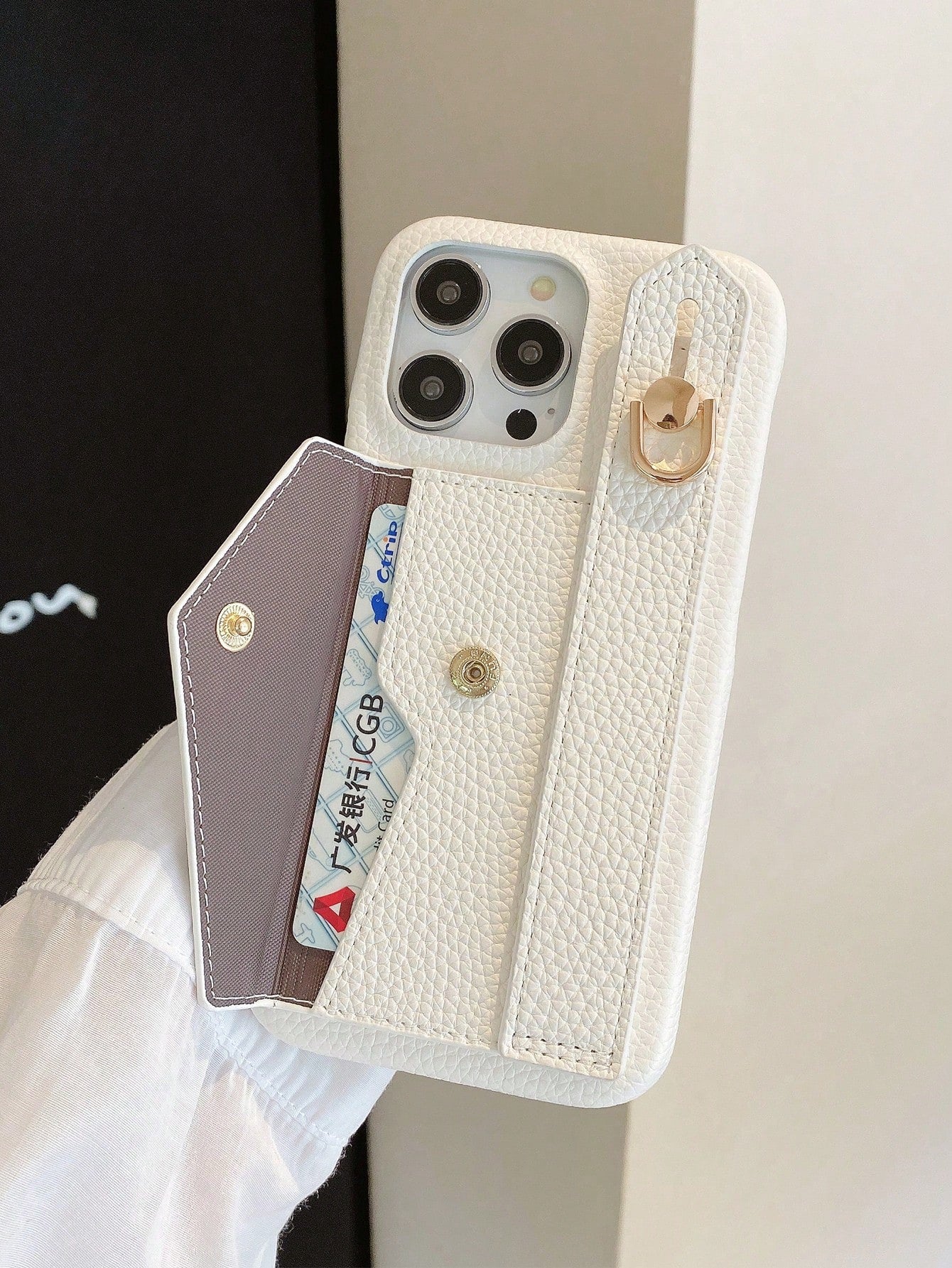 Litchi Pattern Texture Pu Leather Card Holder Case Compatible With Apple Iphone 14 13 12 11 Pro Max & Other , With Wrist Strap Stand & Multi-function Phone Protection Cover Compatible With iPhone15/15Plus/15Pro/15Promax