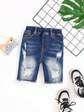 Young Boy Ripped Raw Hem Denim Shorts