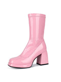 WETKISS Gogo Boots for Women with Square Toe Side Zipper and Chunky Heel Design Sassy and Glaring