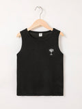 Tween Boy Letter & Tropical Print Tank Top
