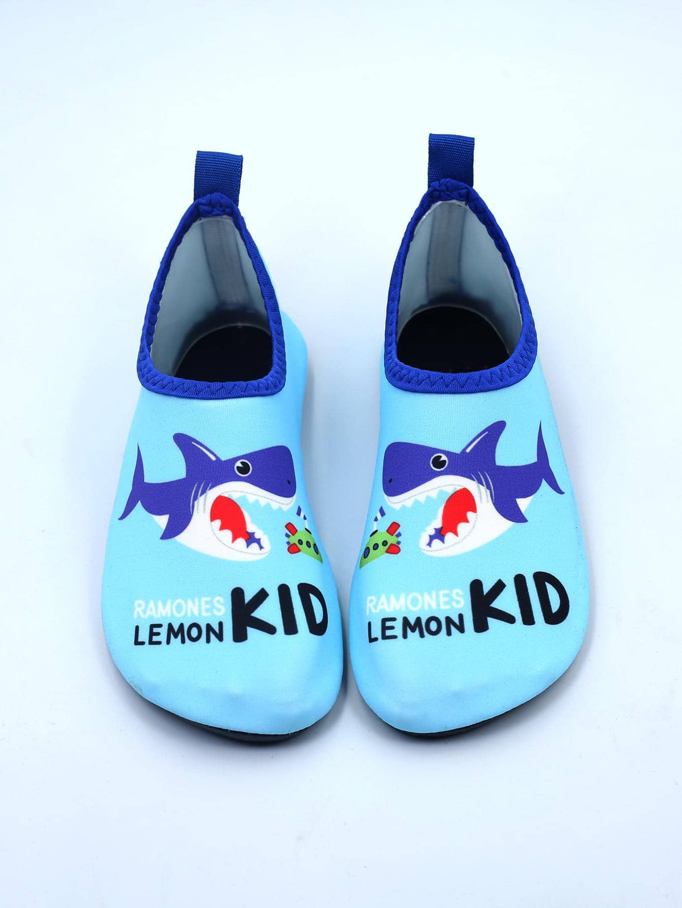 Boys" Cartoon Shark Graphic Breathable Quick-Dry Beach Water Shoes, Girls" Soft Sole Water Socks With Anti-Slip Sole