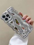 JK142 Patterned Electroplated Meteorite Silver Phone Case Compatible With IPhone 11,IPhone 13,IPhone 14 Pro Max
