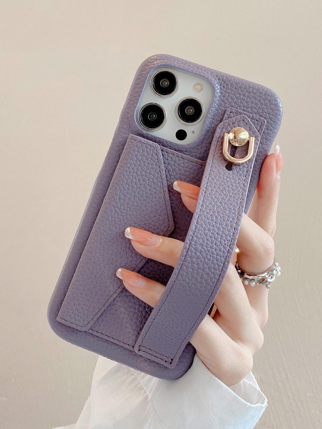Lychee Pattern Skin Texture Pu Leather Case With Card Pocket Wristband, Compatible With Apple Iphone 15 14 13 12 11 Pro Max, Solid Color Compatible With Google Pixel 4 Xl, Compatible With Samsung Galaxy S23 S22plus Note 20 Ultra S21 Fe A52 A53 A54, Compat