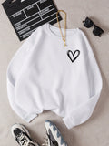 Heart Print Thermal Lined Sweatshirt