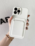 Solid Phone Case With Card Slot Compatible With iPhone 15/15Pro/15Plus/15Promax
