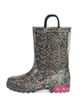 Kids Rain Boots Children Waterproof Light Up Boots With Easy-On Handles