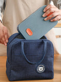 1pc Kids Letter & Bear Patch Decor Zipper Lunch Bag