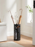 SONGMICS Umbrella Holder, Umbrella Stand For Entryway, Steel Umbrella Rack With A Removable Drip Tray And 4 Hooks, 6.7 Dia. X 16.1 Inches, Black