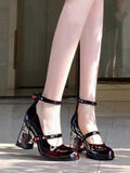 Women Minimalist Mary Jane Pumps, Chunky Heeled Fashion Pumps