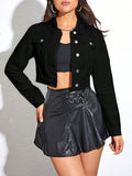 Flap Detail Crop Denim Jacket