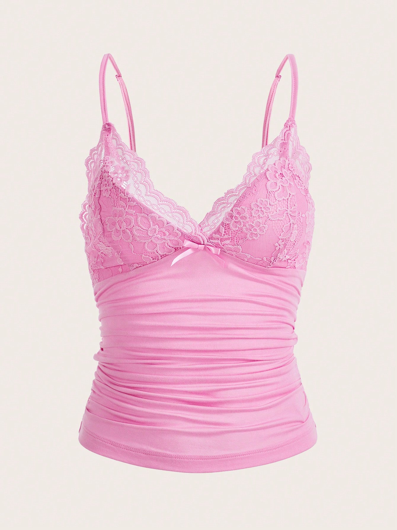 Contrast Lace Bow Front Y2k Cami Top