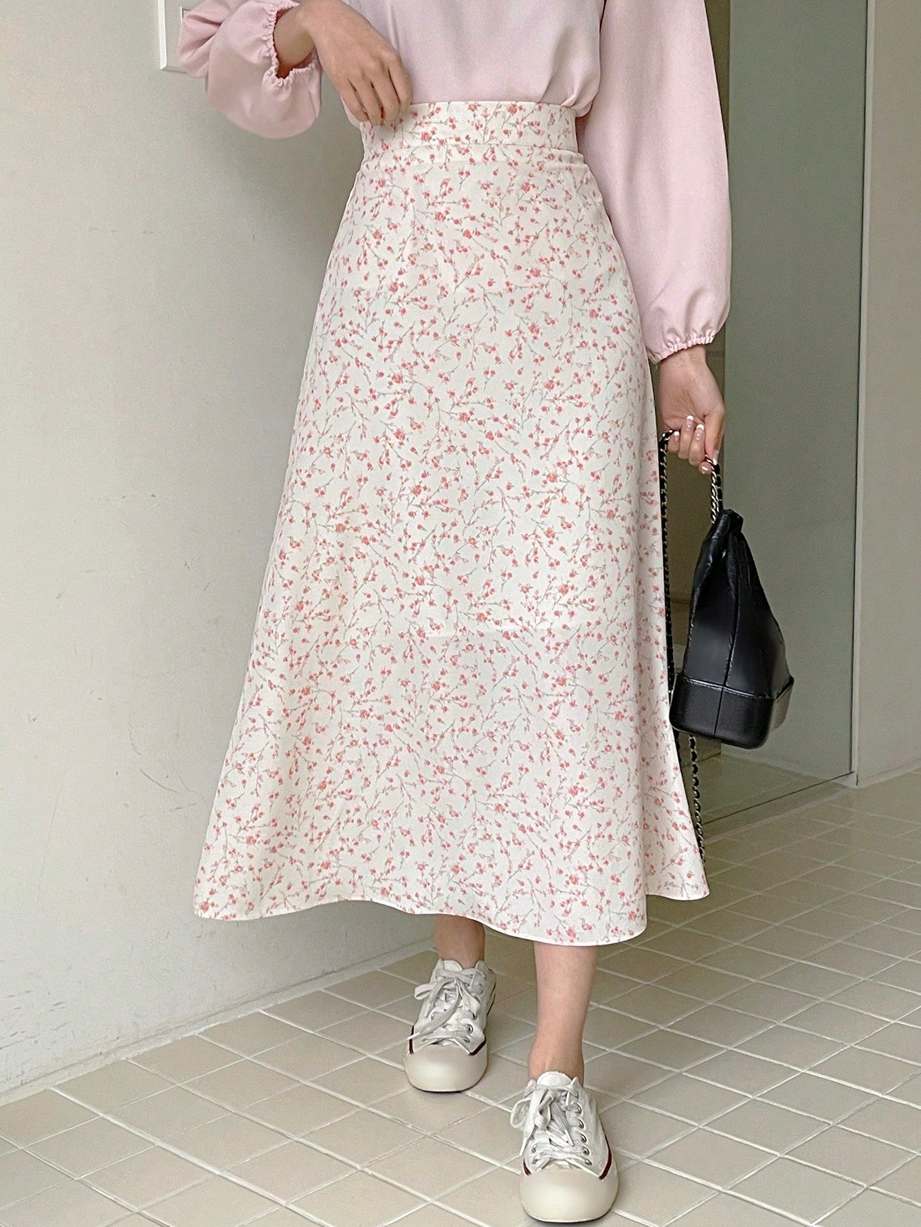 Ditsy Floral Print A-line Skirt