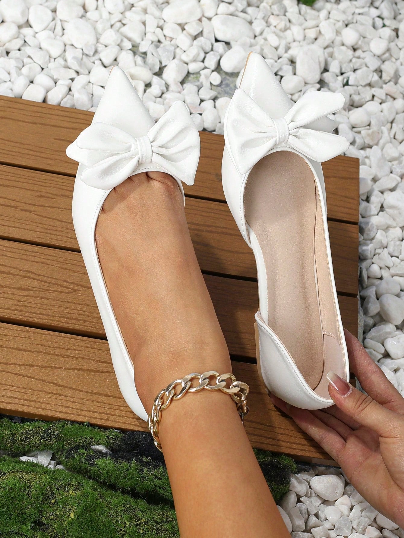 2024 New Summer Fashion Women's Flat Shoes With Bow Tie Pointed Toe Slip-On Backstrap Pink Ladies Sandals