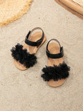 Girls Flower Decor Fashion Ankle Strap Sandals For Summer