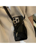 Crossbody Quilted Phone Case With Lanyard