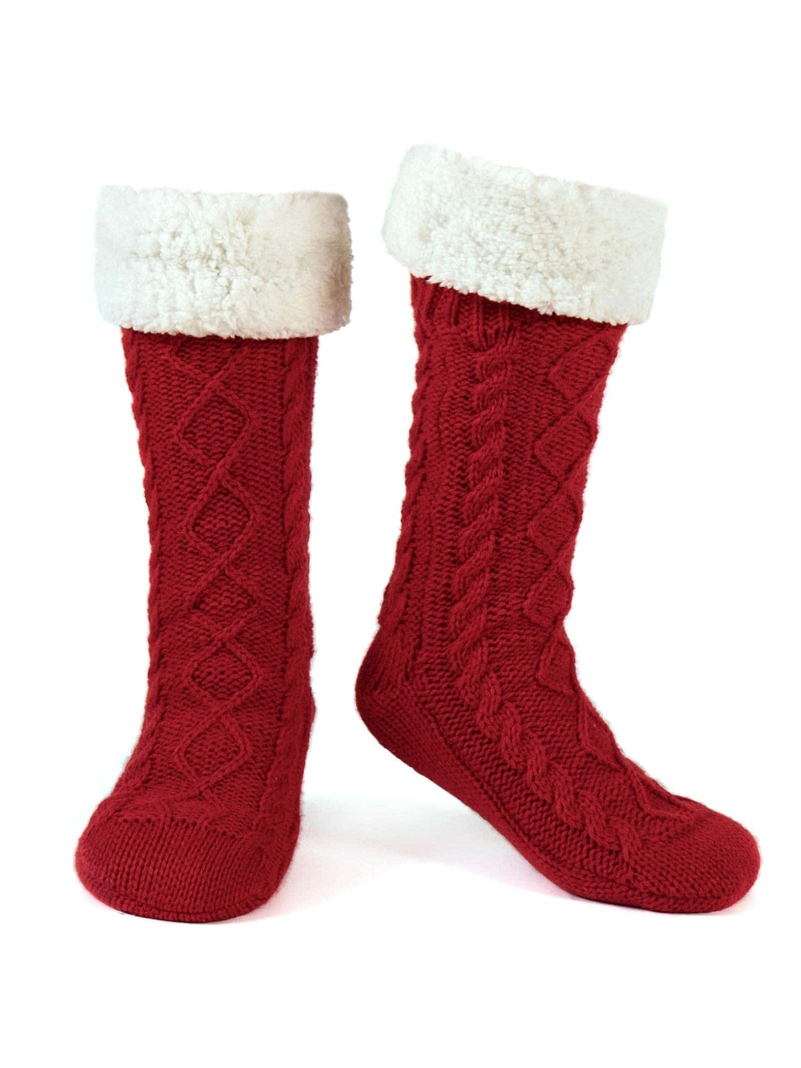 Valentines Women's Comfy Slipper Socks For Winter, Ladies Knit House Stockings With Non-Slip Grippers Indoor