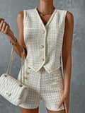 Single Breasted Vest Blazer & Shorts