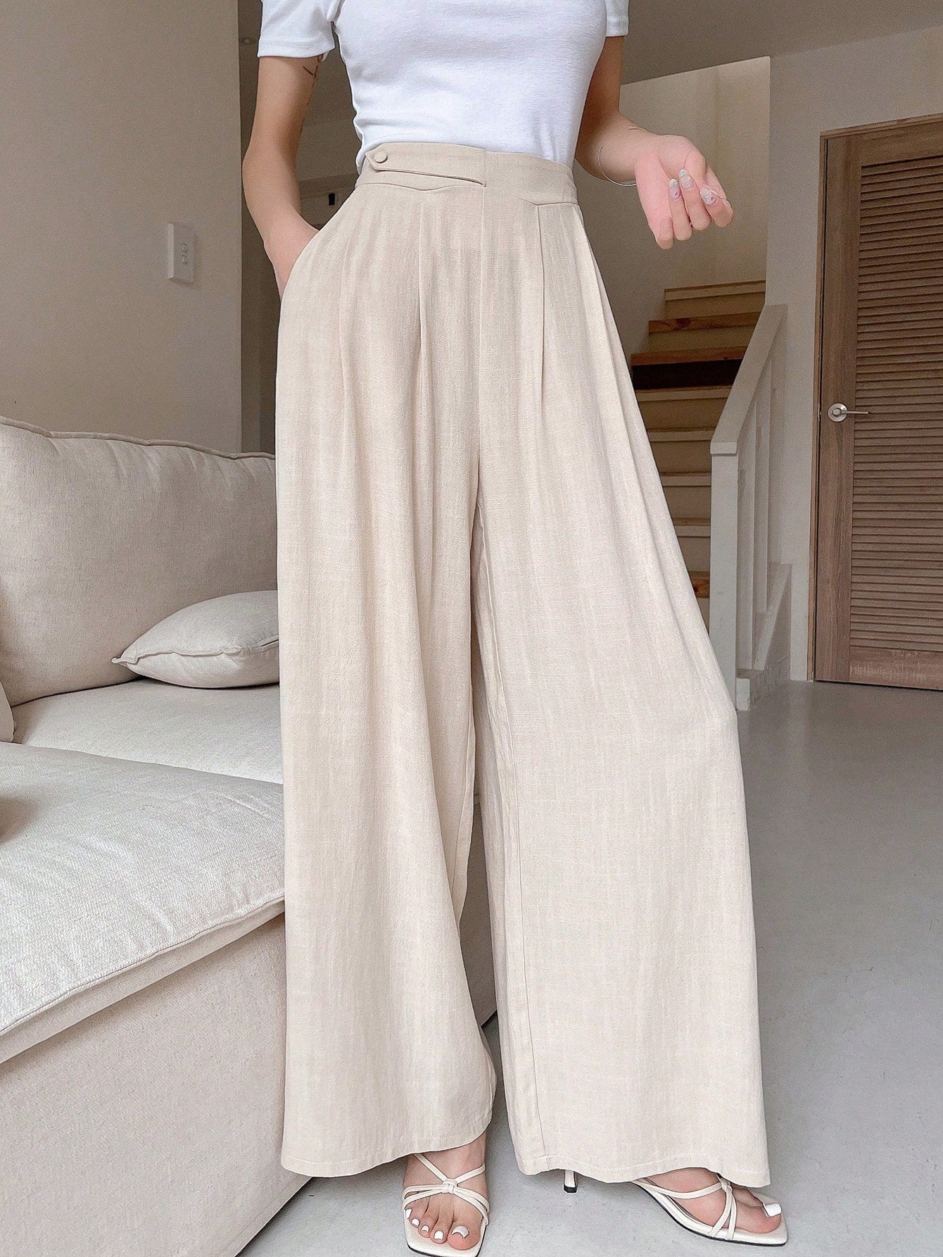 Solid Straight Leg Pants