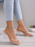 Women Clear Strap Chunky Heeled Mule Sandals, Fashion Sandals